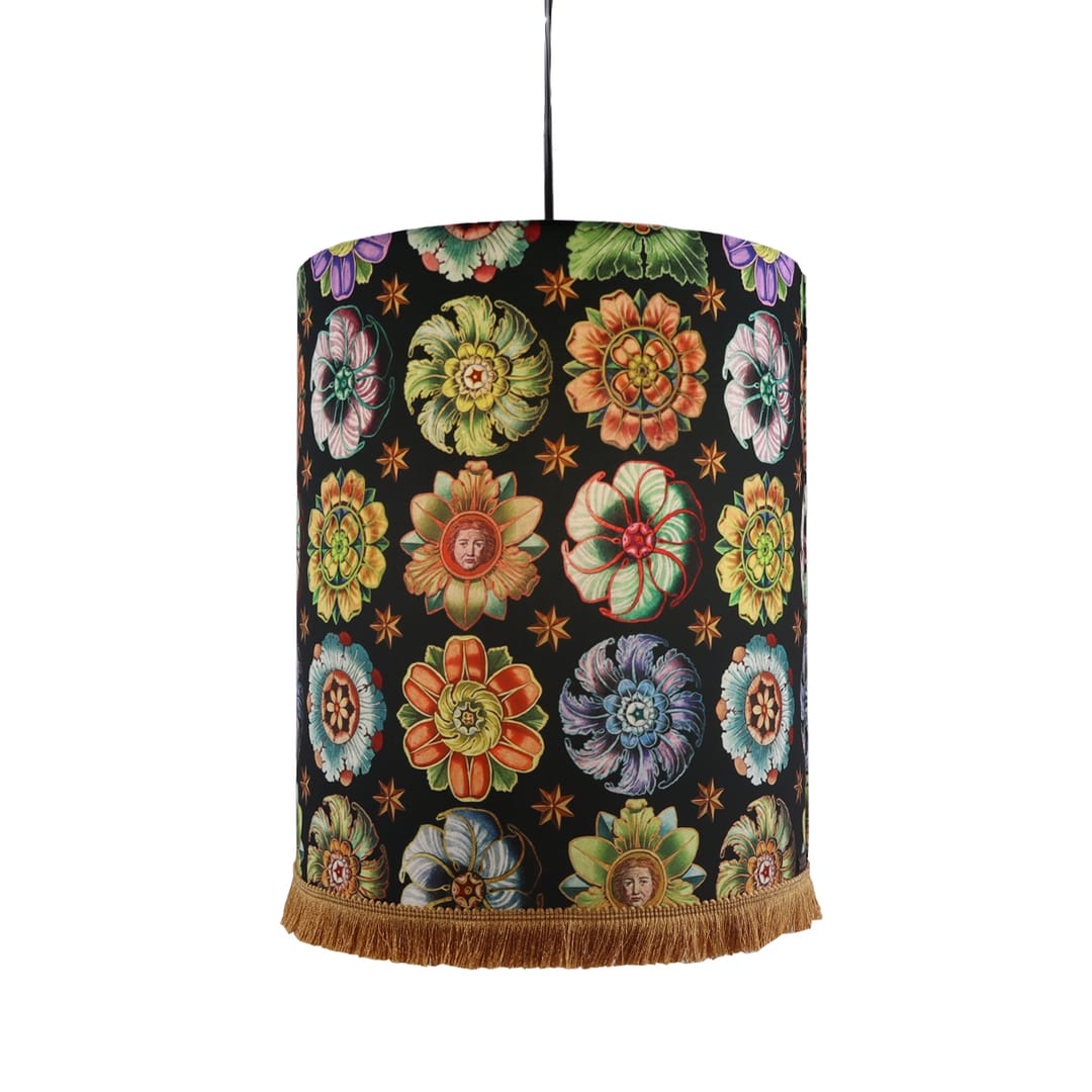 Abat-jour Rosaces · Suspension rond · Ø30 × 36 cm · Avec frange