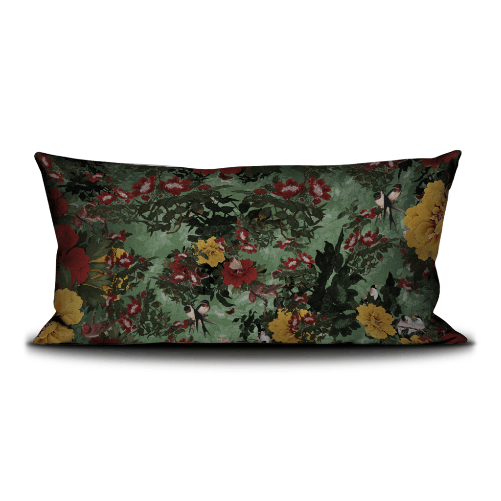 Coussin Les oiseaux verts · Intérieur · 70 × 140 cm (tête de lit)