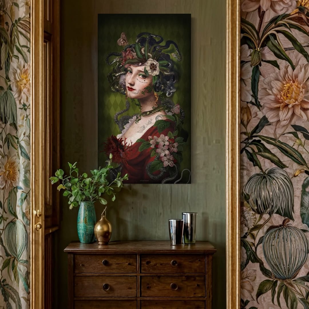 Tenture en velours Medusa · 77 × 137 cm · Intérieur