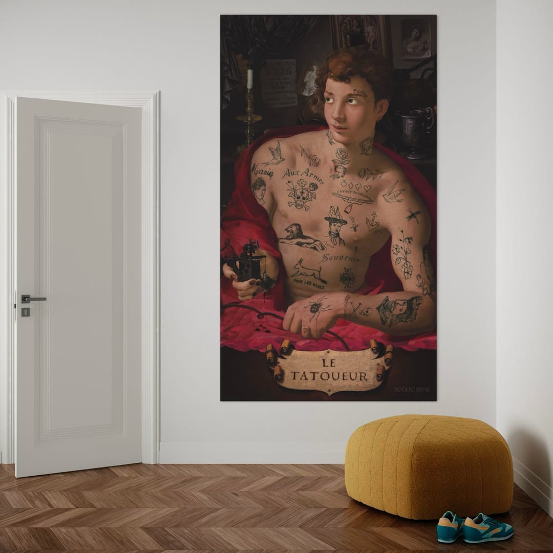 Tenture en velours Le tatoueur · 137 × 247 cm · Intérieur