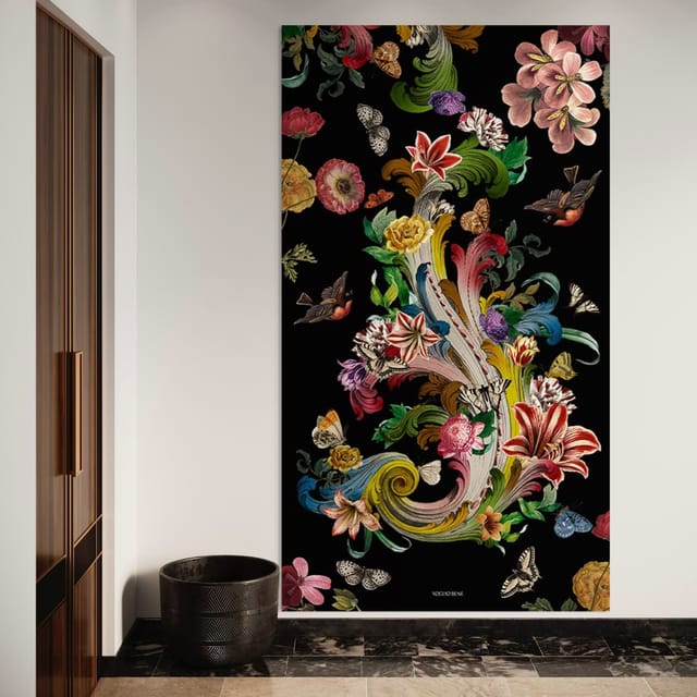 Tenture en velours Fleurs de rocaille · 137 × 247 cm · Intérieur
