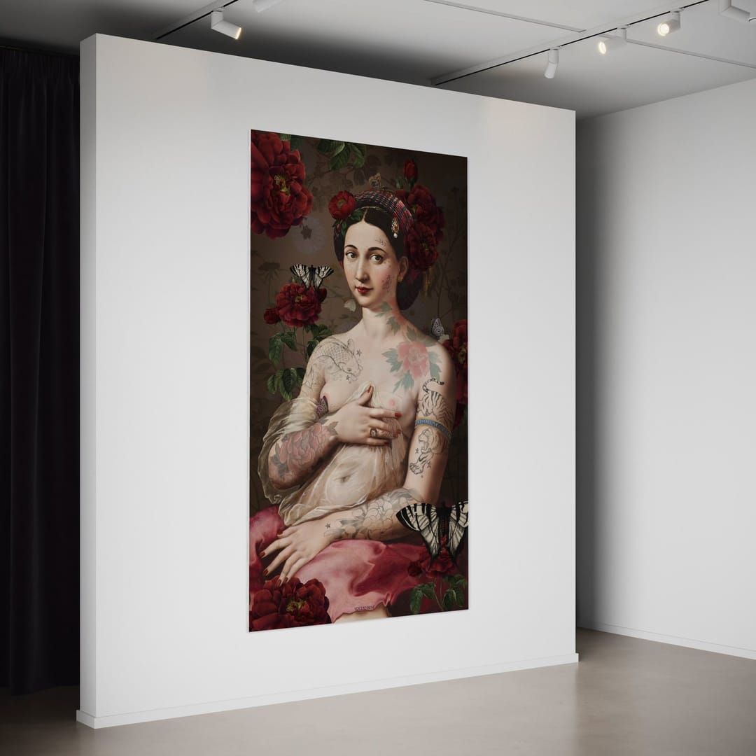 Tenture en velours La fornarina · 137 × 247 cm · Intérieur