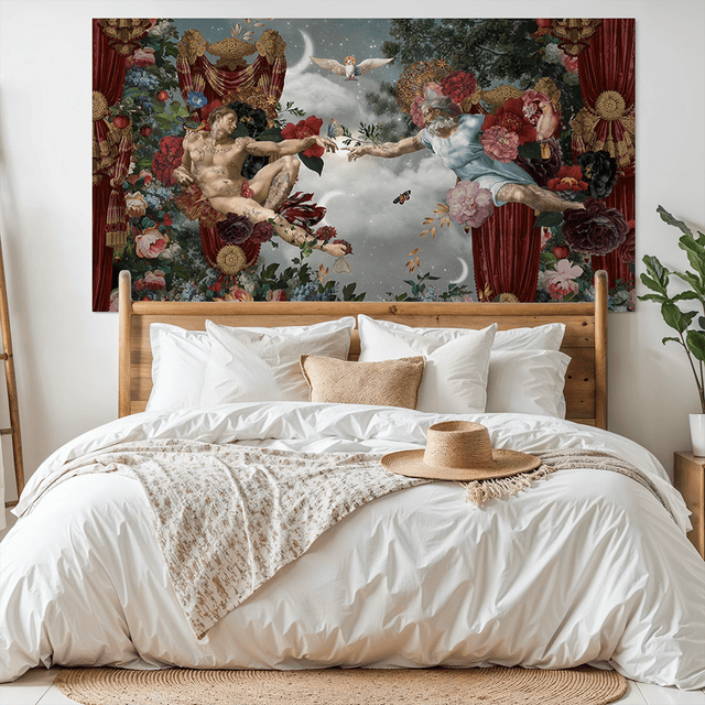Tenture en velours La creation d'adam · 137 × 247 cm · Intérieur