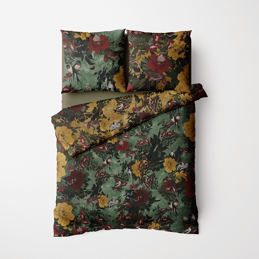 Bed linen Les oiseaux verts · LINGE DE LIT LES OISEAUX