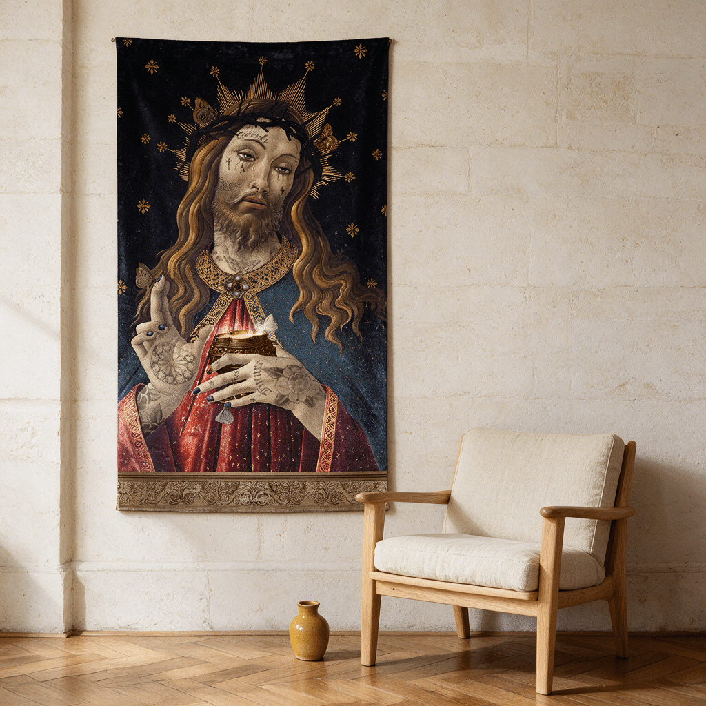 Velvet wall hanging Jesus · 77 × 137 cm · Indoor