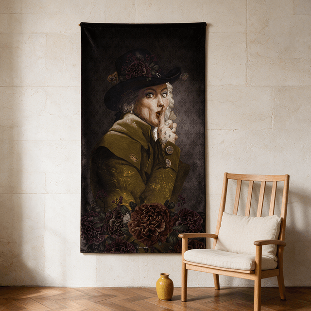 Tenture en velours La femme clef · 77 × 137 cm · Intérieur