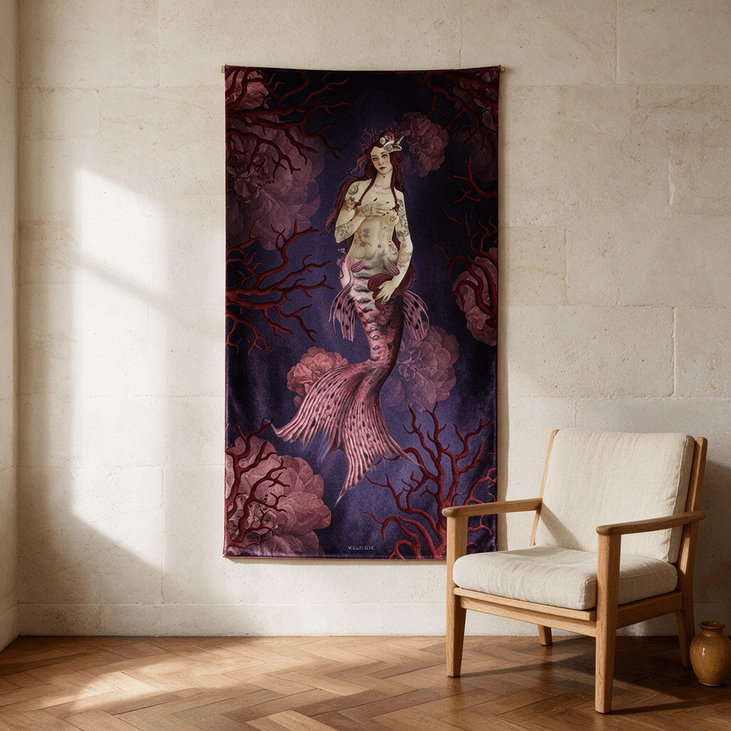 Tenture en velours Ligie la sirene · 77 × 137 cm · Intérieur