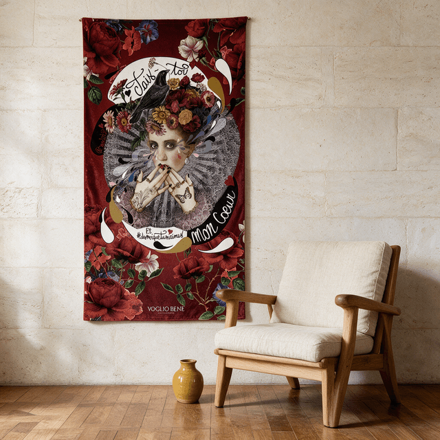 Tenture en velours Tais toi · 77 × 137 cm · Intérieur