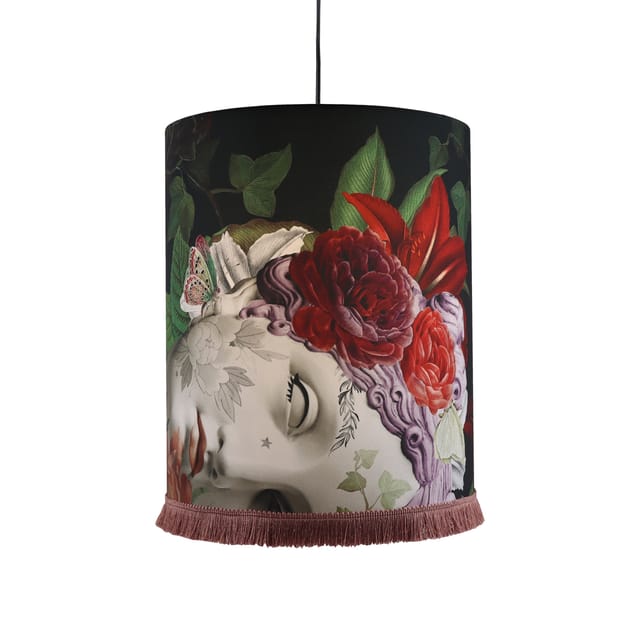 Abat-jour Aphrodite · Suspension rond · Ø30 × 36 cm · Avec frange