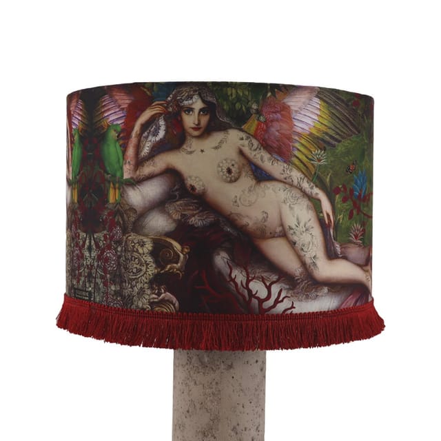Abat-jour Songe d’une nuit d’ete · Tambour · Ø30 × 20 cm · Avec frange