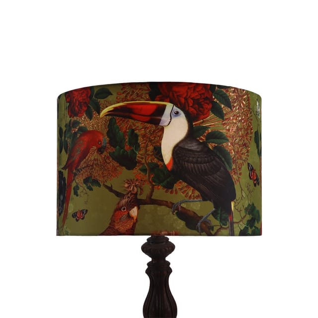 Abat-jour Rio vert · Tambour · Ø30 × 20 cm · Sans frange