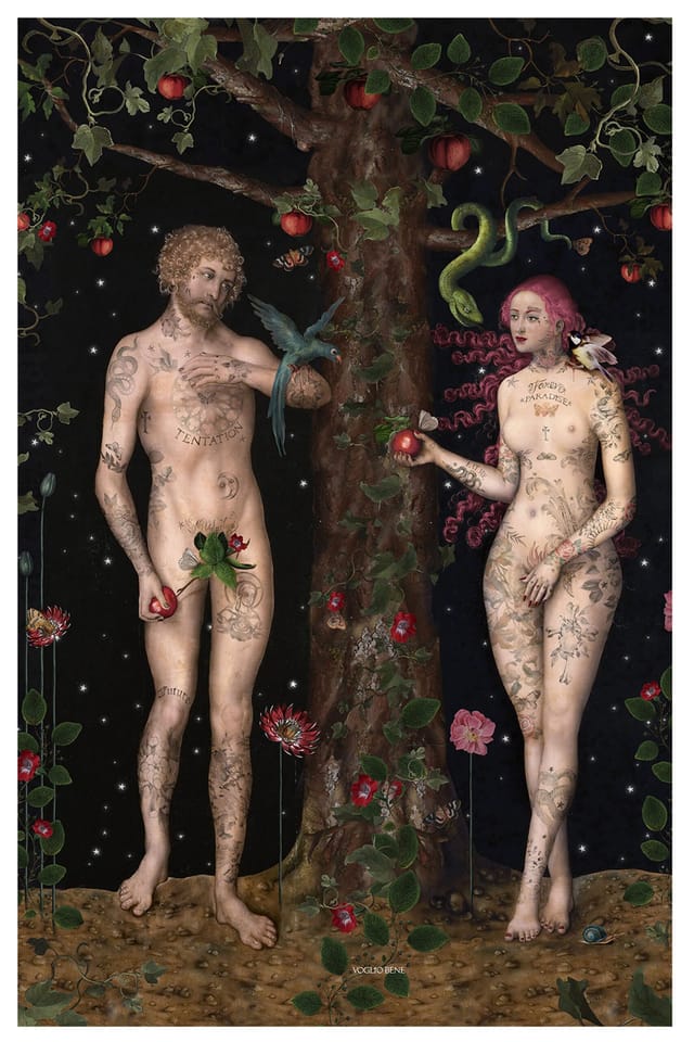 Affiches / posters Adam et eve · A4 (20 × 30 cm) · Papier d'art texturé 300 g — nouvelle édition