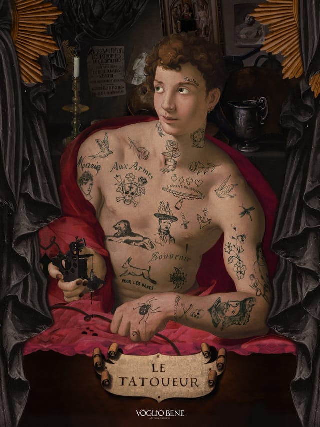 Affiches / posters Le tatoueur · A4 (20 × 30 cm) · Papier couché 300 g — ancienne édition