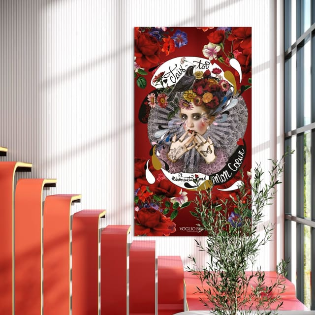 Tenture en velours Tais toi · 137 × 247 cm · Intérieur