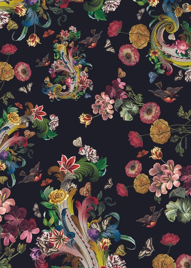 Coupon tapissier Fleurs de rocaille · COUPON TAPISSIER FLEURS DE ROCAILLE