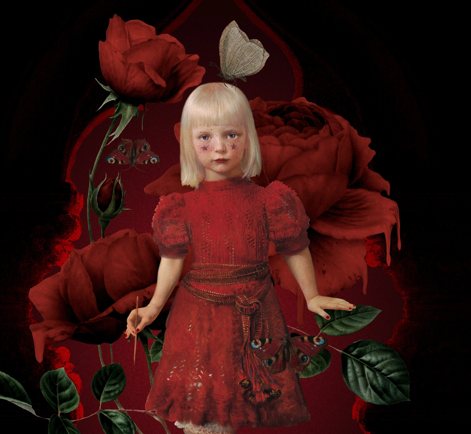 Bloody Suzy: the original portrait, the crimson roses and the butterflies.