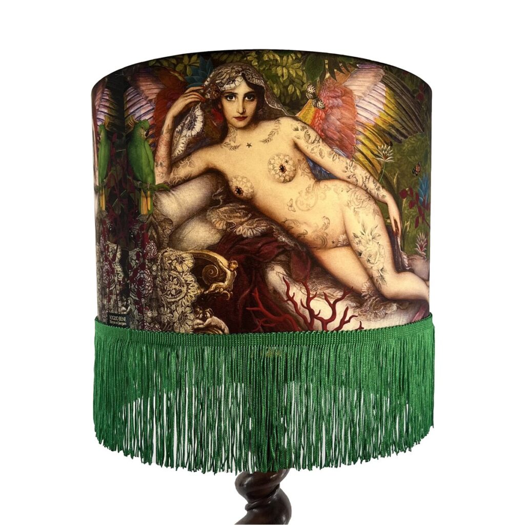 ABAT JOUR TAMBOUR 30CM AVEC FRANGE SONGE