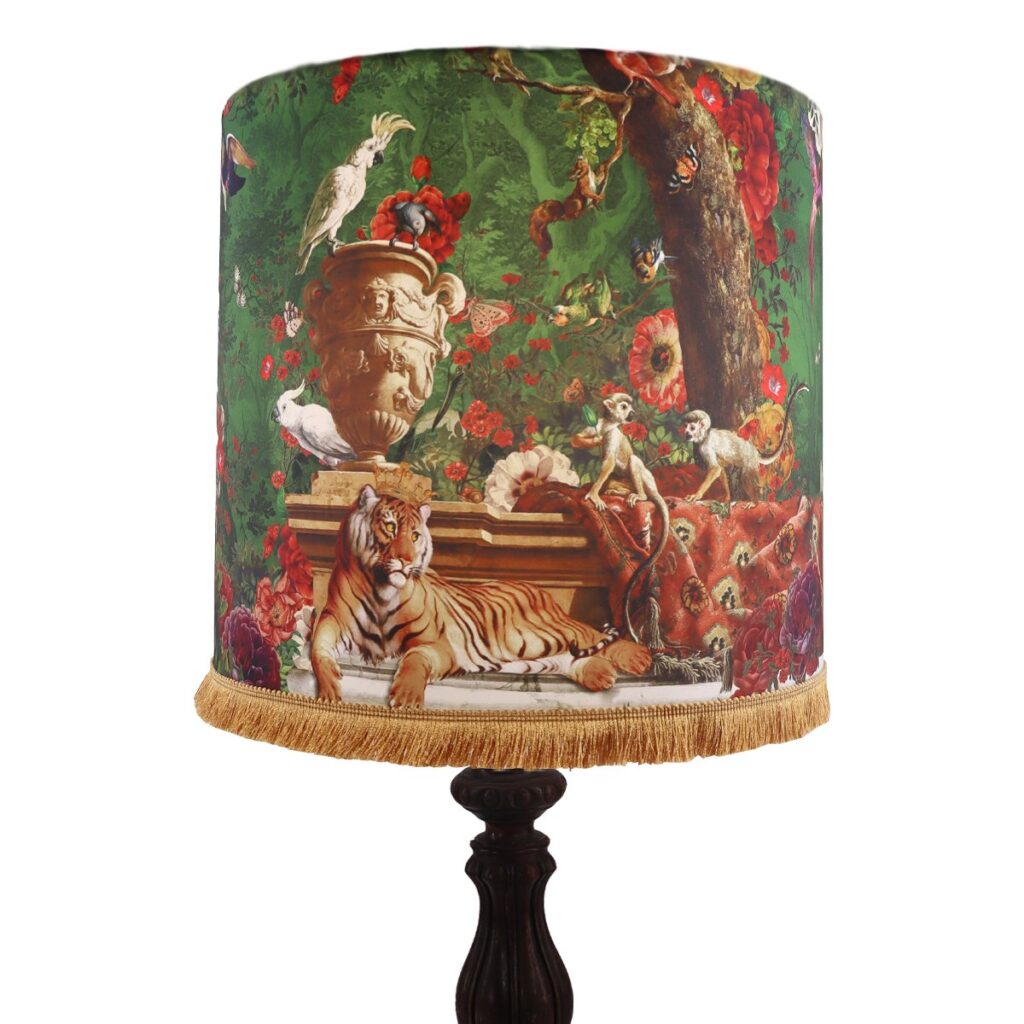 ABAT JOUR TAMBOUR 40X36CM AVEC FRANGE MACHLI