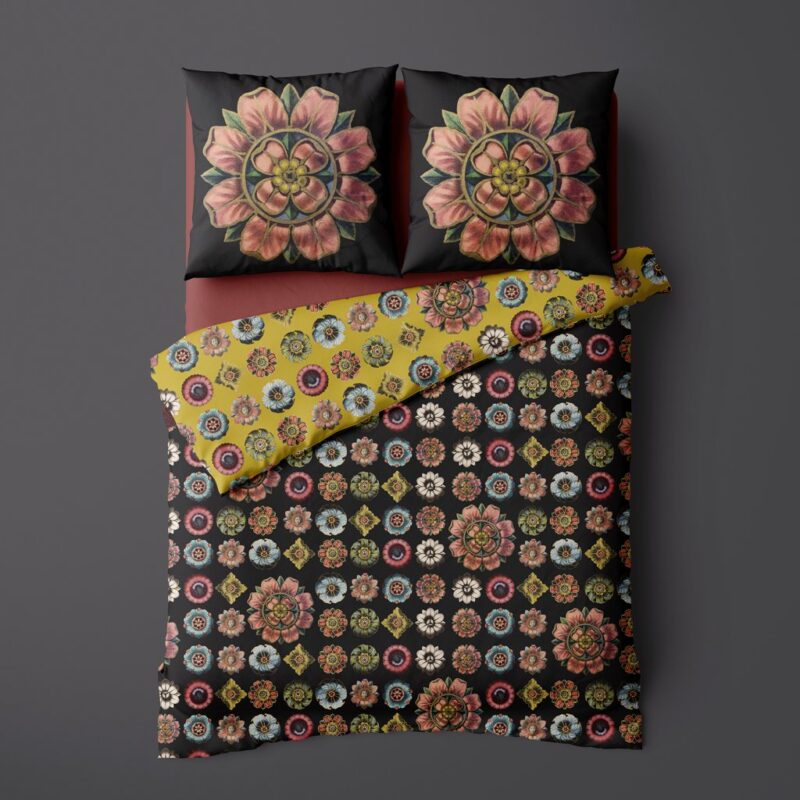 LINGE DE LIT ROSACES