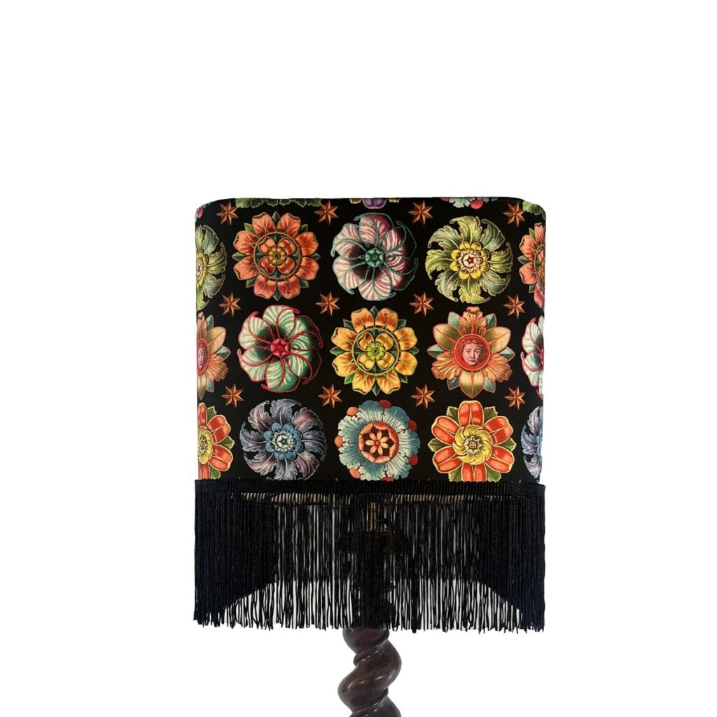 ABAT JOUR RECTANGLE FRANGES ROSACES – Image 2