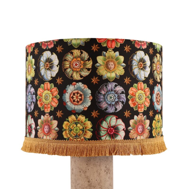 ABAT JOUR TAMBOUR 30X20CM AVEC FRANGE ROSACES