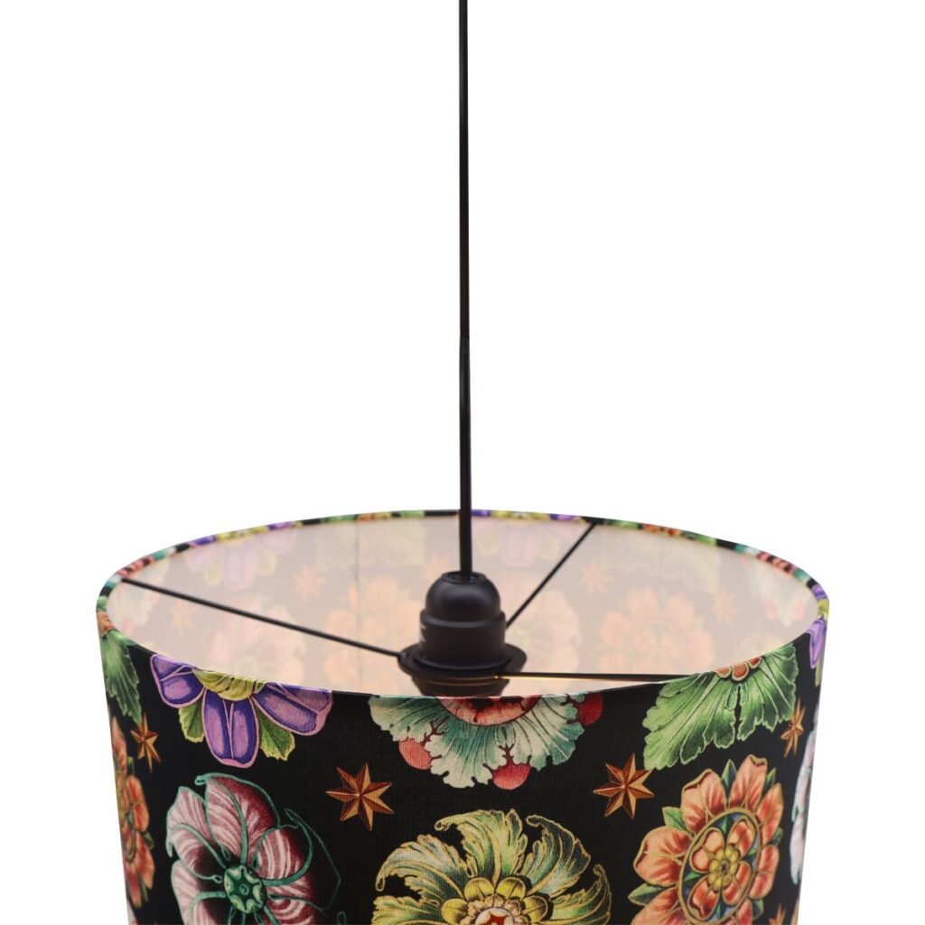 PLAFONNIER / SUSPENSION 30X36CM FRANGES ROSACES – Image 2